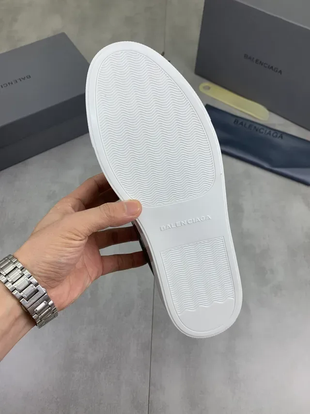Balenciaga Gray White Leather Platform Sole Lifestyle Sneakers 2