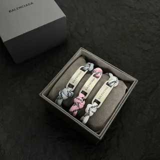 Balenciaga Pulsera ID Nudo con Cuerda Placa de Metal Pulseras Unisex