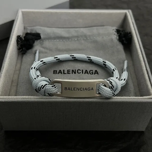 Balenciaga سوار ID حبل مربوط لوح معدني أساور يونيسكس 3