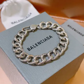 Balenciaga شعار سلسلة محفور فضي سوار