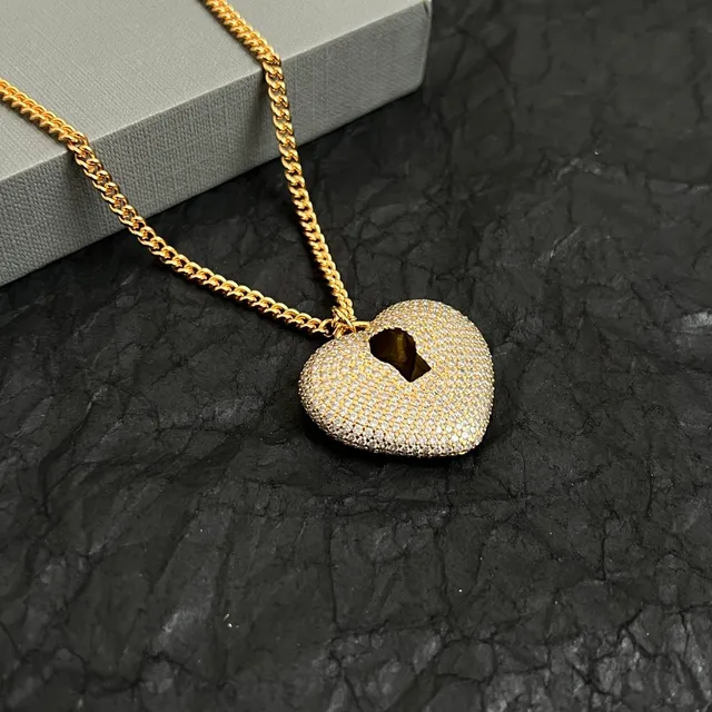 Balenciaga Love Lock Dorado Blanco Pavé-Set Collar 2