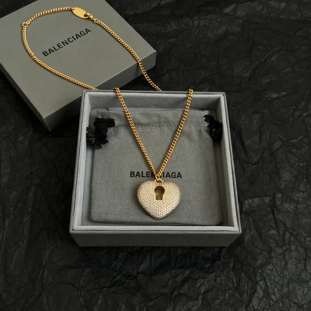 Balenciaga Love Lock Dorado Blanco Pavé-Set Collar 4