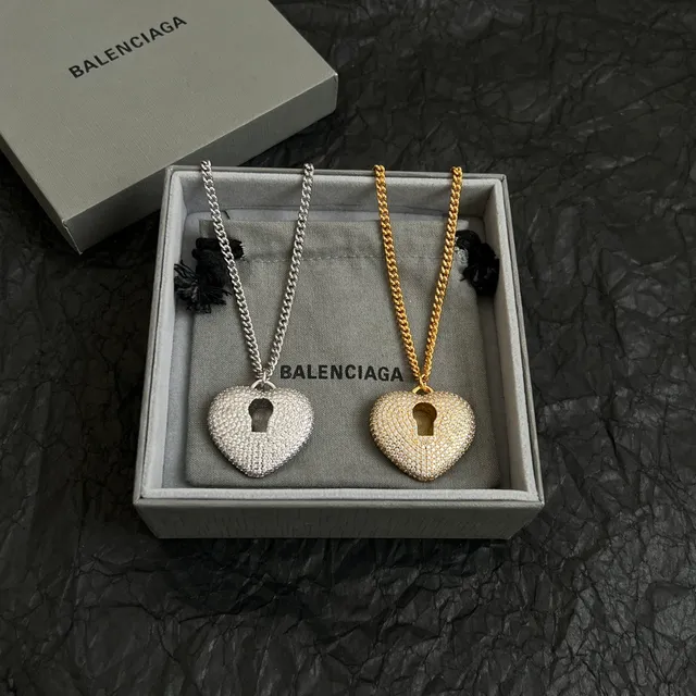 Balenciaga Love Lock Dorado Blanco Pavé-Set Collar 5