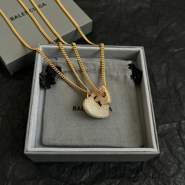 Balenciaga Love Lock Dorado Blanco Pavé-Set Collar 6