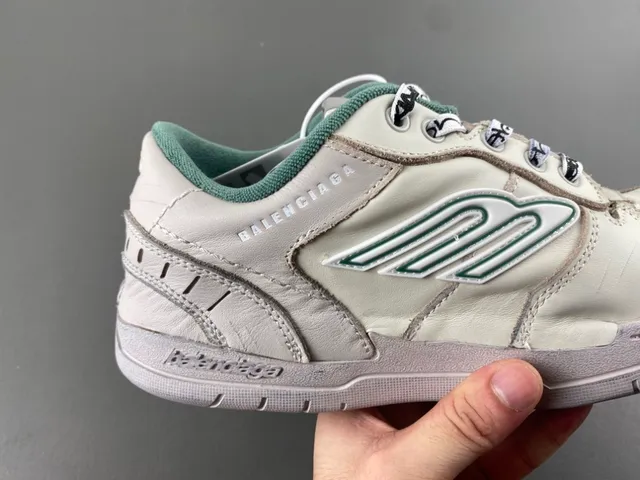 Balenciaga Runner Bege Verde Camada Couro Superior Impressão Graffiti Cadarços Tênis Lifestyle 3