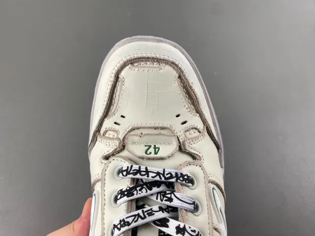 Balenciaga Runner Bege Verde Camada Couro Superior Impressão Graffiti Cadarços Tênis Lifestyle 5