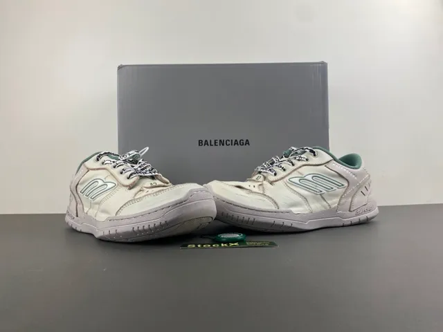 Balenciaga Runner Bege Verde Camada Couro Superior Impressão Graffiti Cadarços Tênis Lifestyle 12