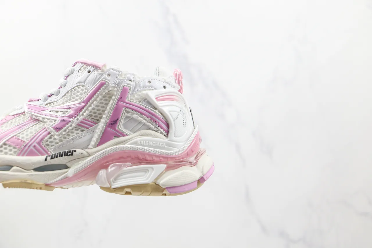 Balenciaga Runner White and Pink Chunky Sneakers 7