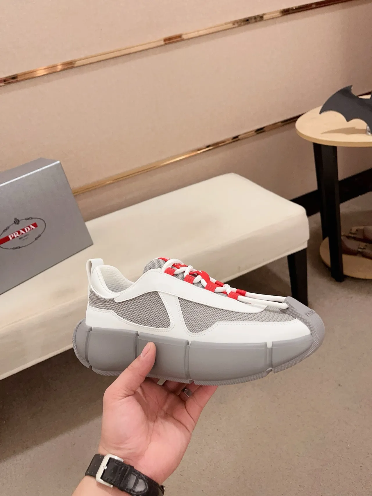 Balenciaga Runner White Gray Segmented Sole Mesh And Leather Paneling Chunky Sneakers 4