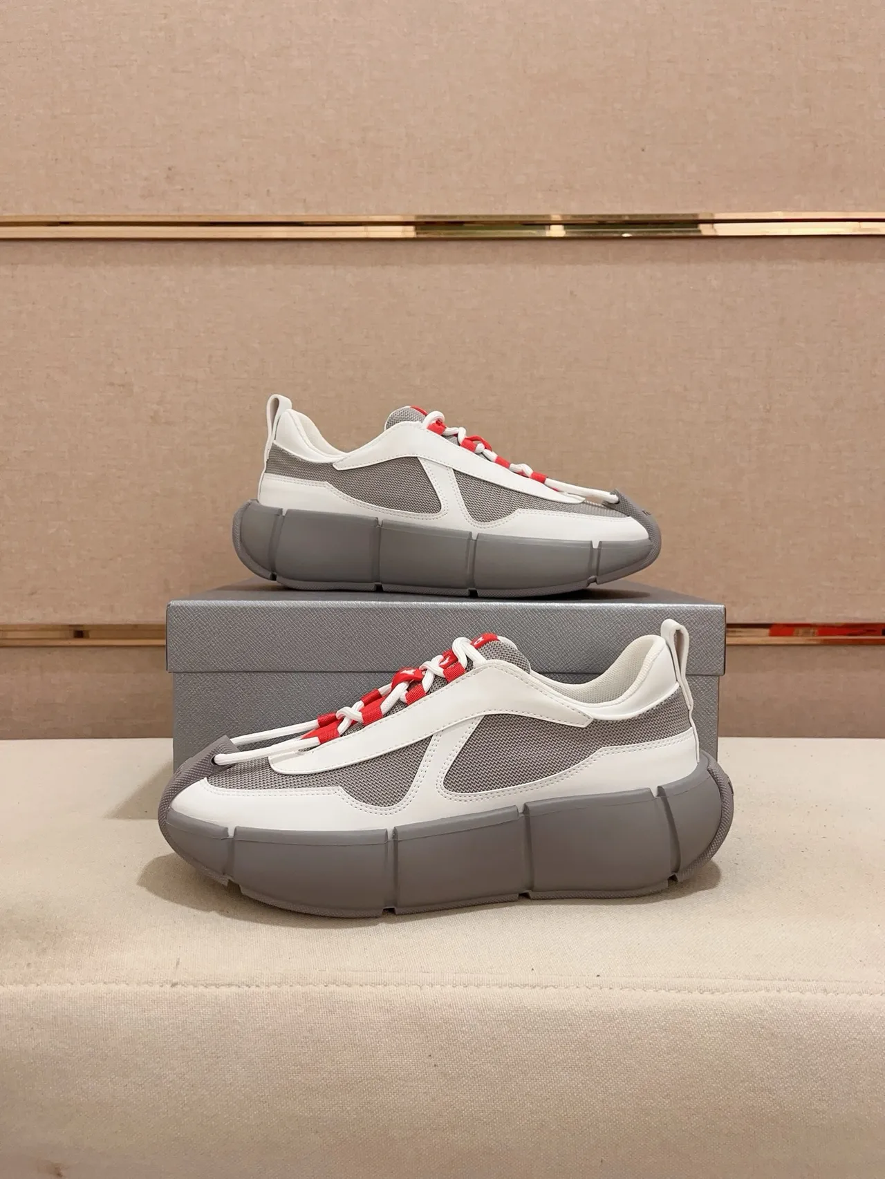 Balenciaga Runner White Gray Segmented Sole Mesh And Leather Paneling Chunky Sneakers 7