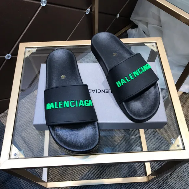 Balenciaga Slide Preto Verde Construção tipo borracha Logo Neón Bold Chinelos 5