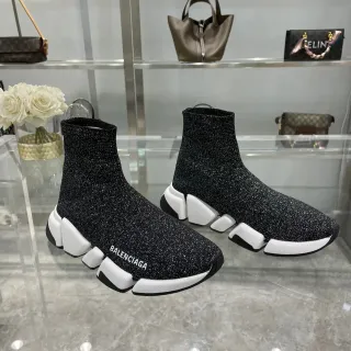 Balenciaga Speed Trainer Black Glitter Knit Lifestyle Sneakers