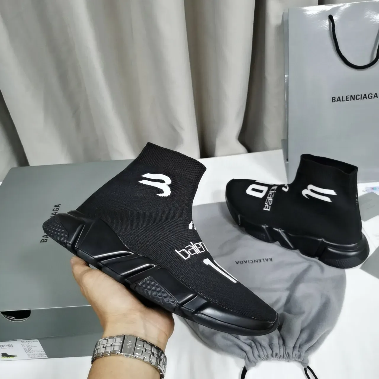 Balenciaga Speed Trainer Chaussures lifestyle noires avec ajustement pour chaussettes 4
