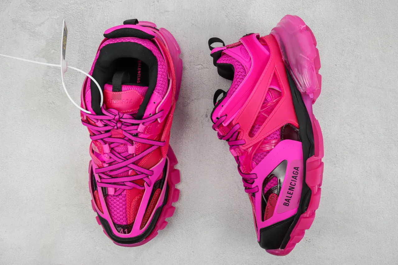 Balenciaga Track Trainer rosa preto chunky tênis 3