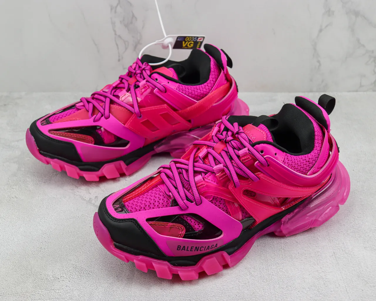 Balenciaga Track Trainer rosa preto chunky tênis 4