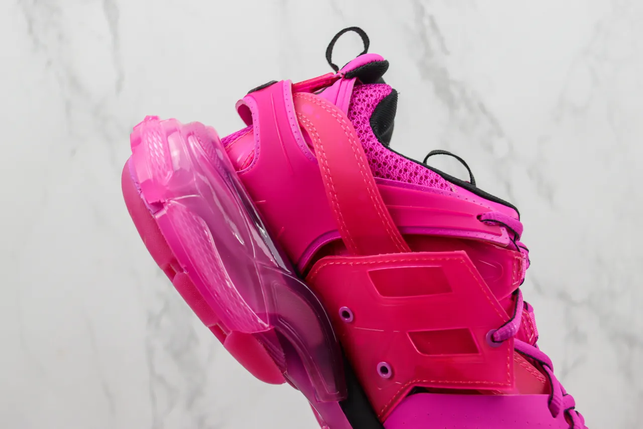Balenciaga Track Trainer rosa preto chunky tênis 5
