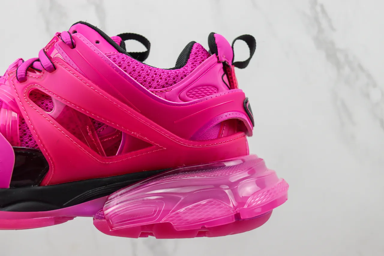 Balenciaga Track Trainer rosa preto chunky tênis 7