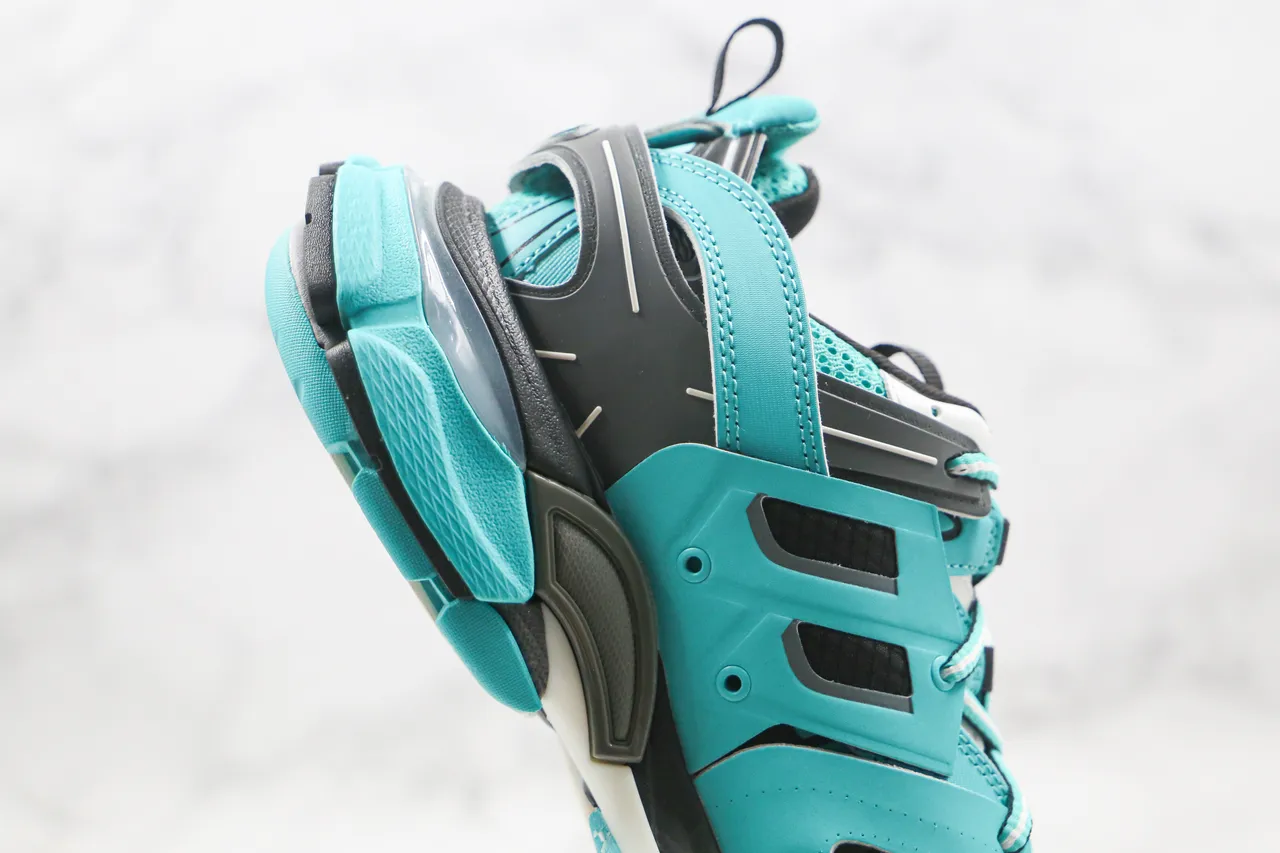 Balenciaga Track Trainer tênis turquesa preto chunky 4