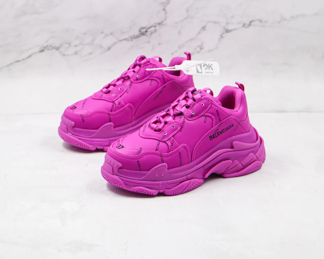 Balenciaga Triple S tênis chunky monocromático rosa 7