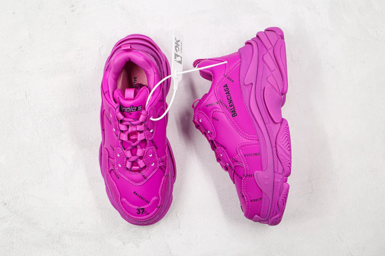 Balenciaga Triple S tênis chunky monocromático rosa 8