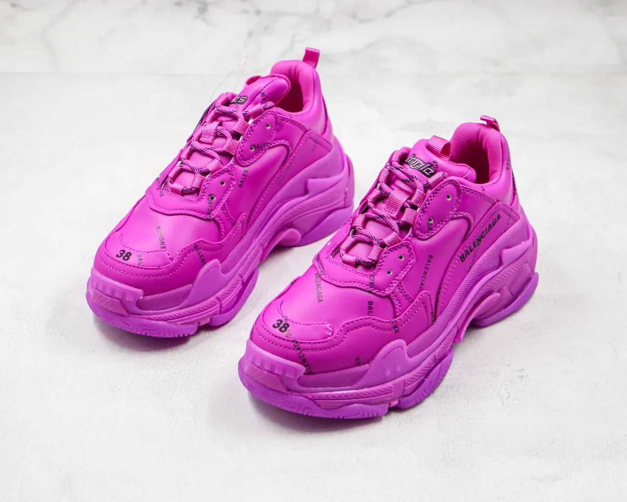 Balenciaga Triple S Monochrome Pink Chunky Baskets 7