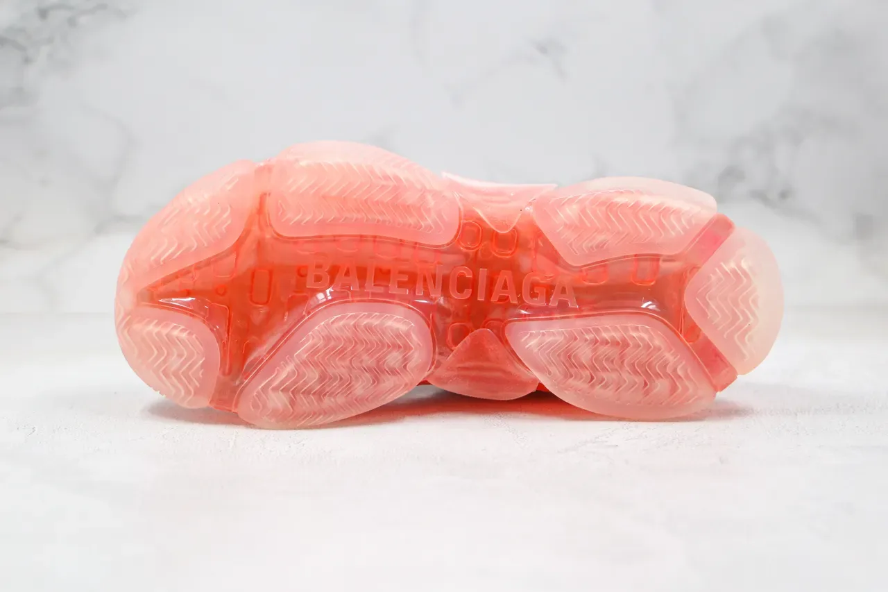 Balenciaga Triple S أبيض وأحمر قاعدة شفافة كروسبي سنيكرز 2