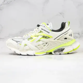 Balenciaga أبيض أصفر upper متعدد الطبقات قفص سول oversized منحوتة chunky sneakers