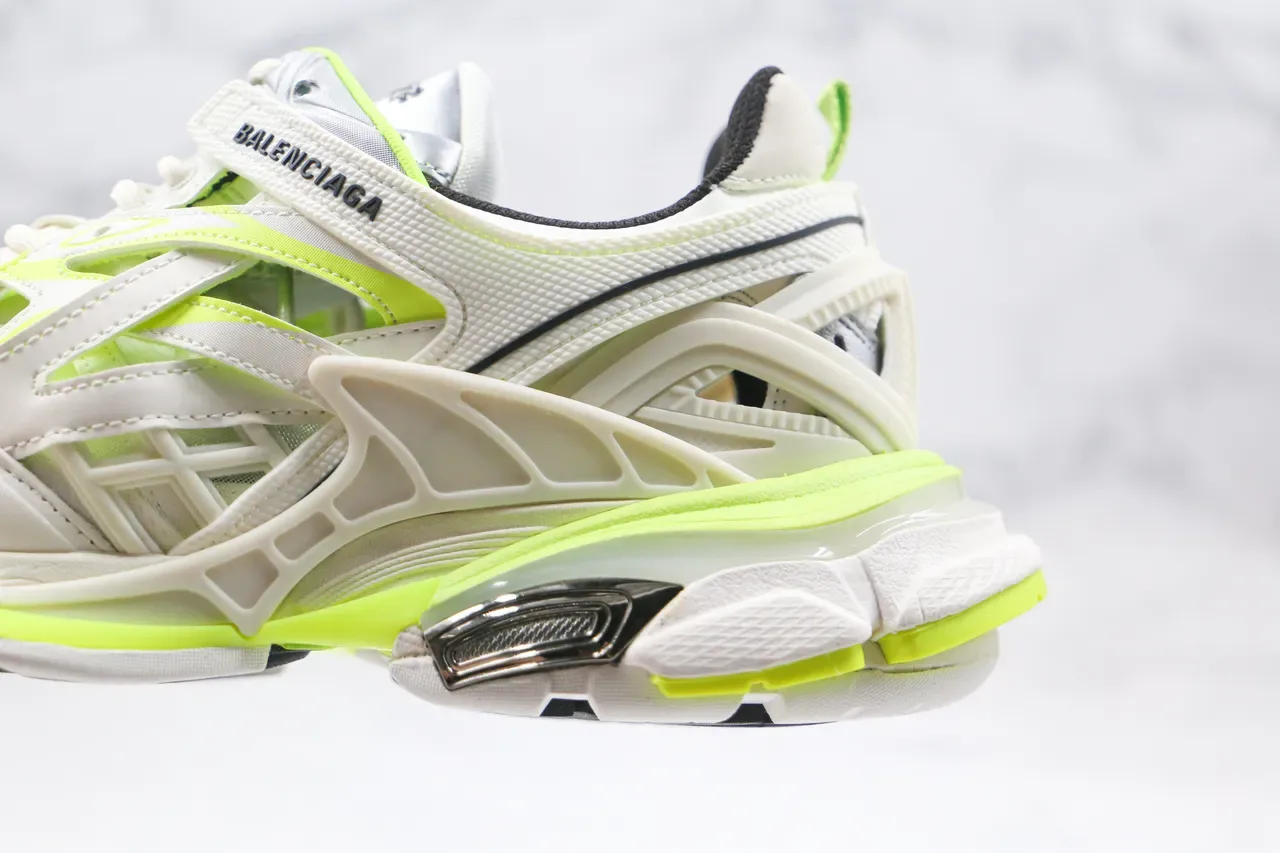 Balenciaga White Yellow Multi-Layered Cage Upper Oversized Sculpted Sole Chunky Sneakers 4