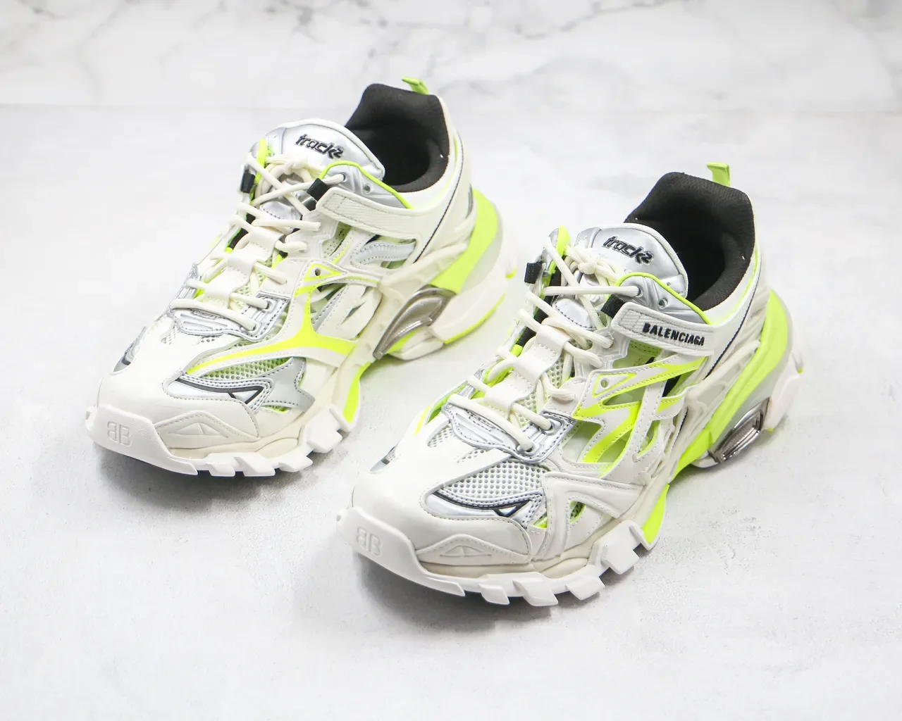 Balenciaga White Yellow Multi-Layered Cage Upper Oversized Sculpted Sole Chunky Sneakers 7