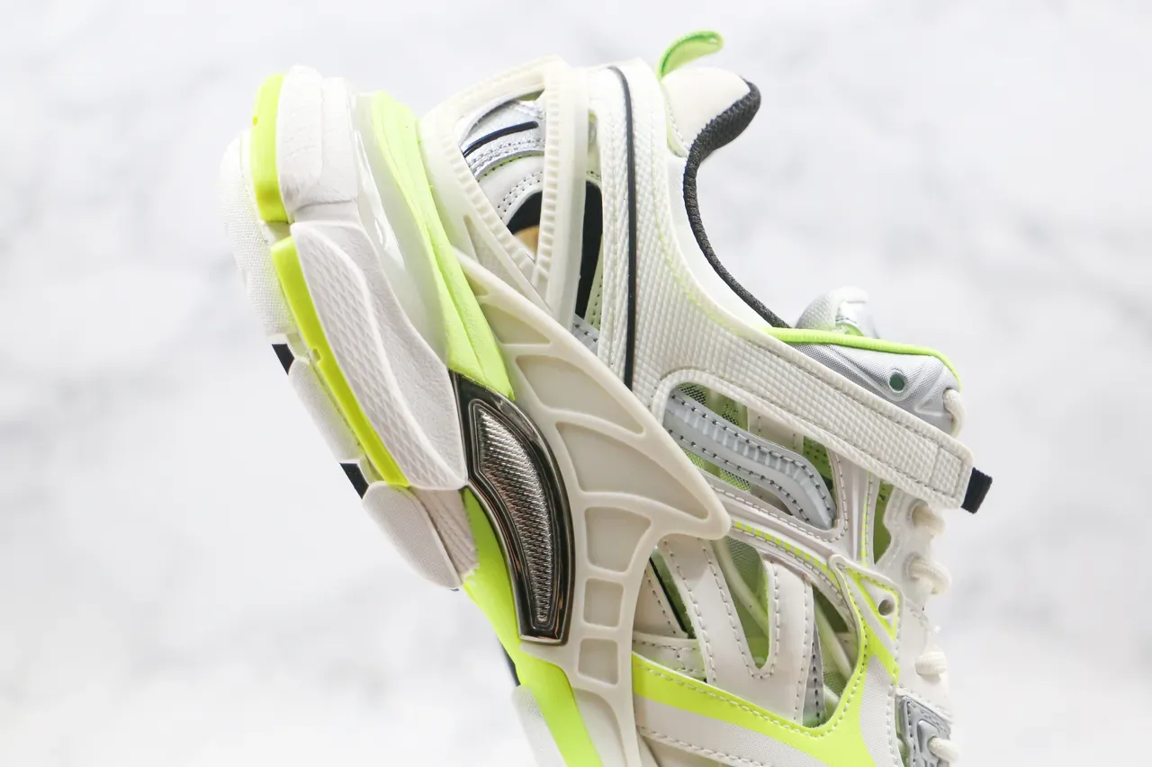 Balenciaga White Yellow Multi-Layered Cage Upper Oversized Sculpted Sole Chunky Sneakers 8