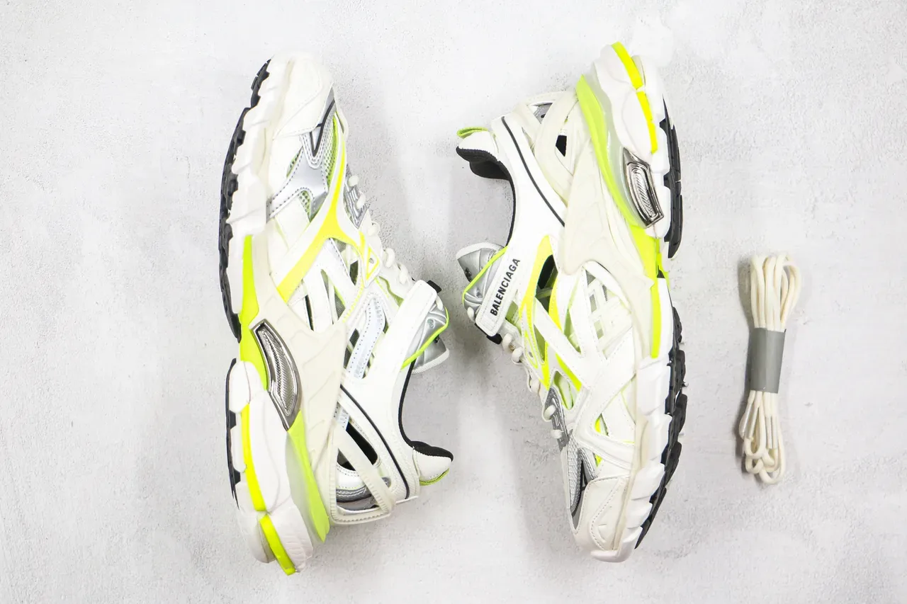 Balenciaga White Yellow Multi-Layered Cage Upper Oversized Sculpted Sole Chunky Sneakers 9