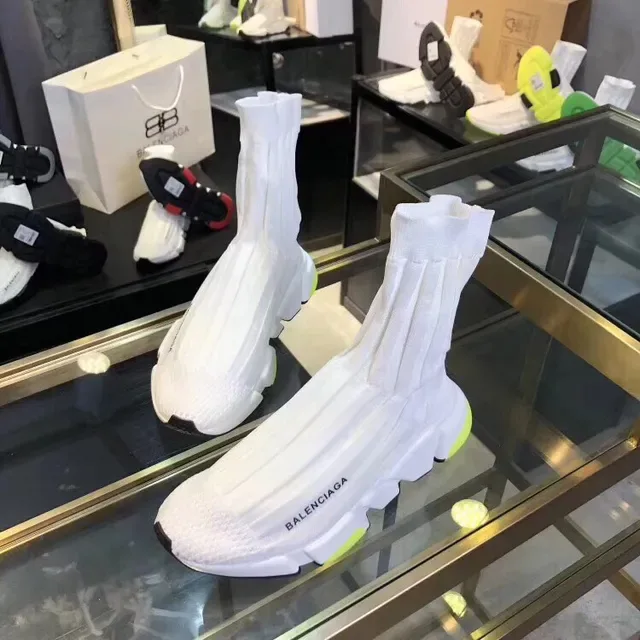 Balenciaga Baskets style de vie Blanc Jaune Conforme Chaussette Haut Tricoté Sculpté Semelle Milieu Multicouche 4