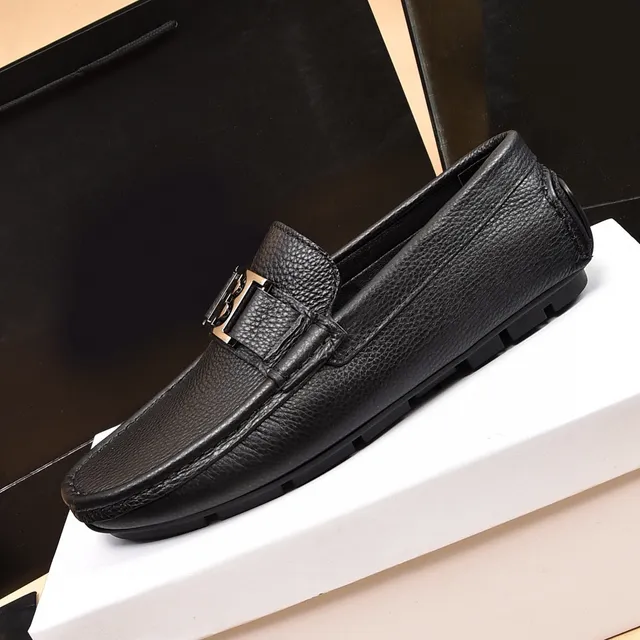 Balmain B-Court Mocassins de couro preto granulado 5