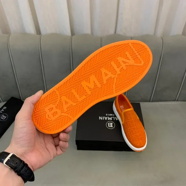 Balmain B-Court Chaussures Lifestyle Orange Monogram Slip-On 2