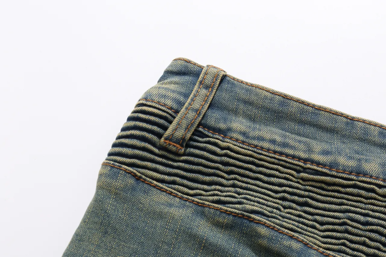 Balmain Blue Beige Distressed Medium-Wash Denim Zippered Front Pockets Shorts 4