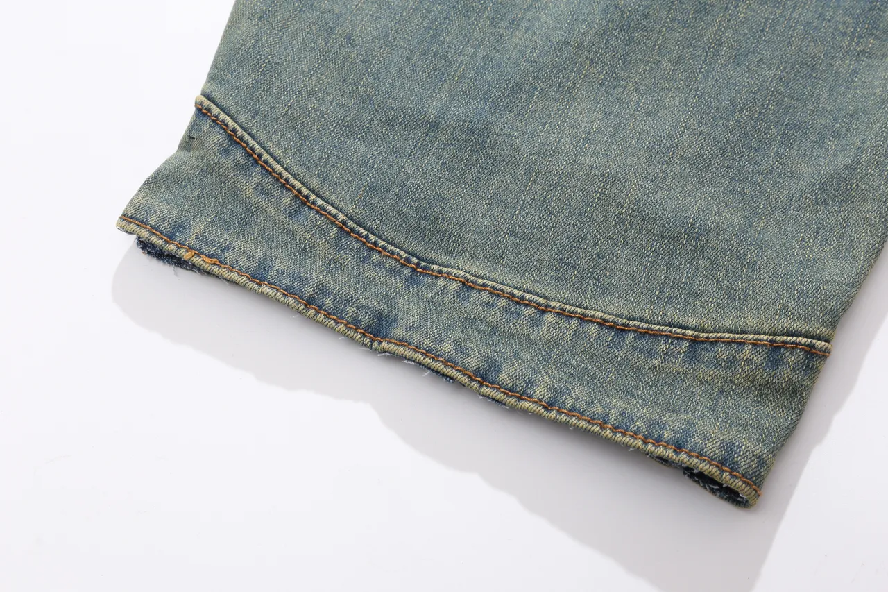 Balmain Blue Beige Distressed Medium-Wash Denim Zippered Front Pockets Shorts 7