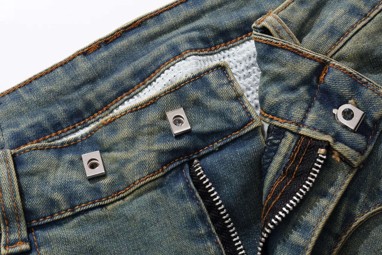Balmain Blue Beige Distressed Medium-Wash Denim Zippered Front Pockets Shorts 9