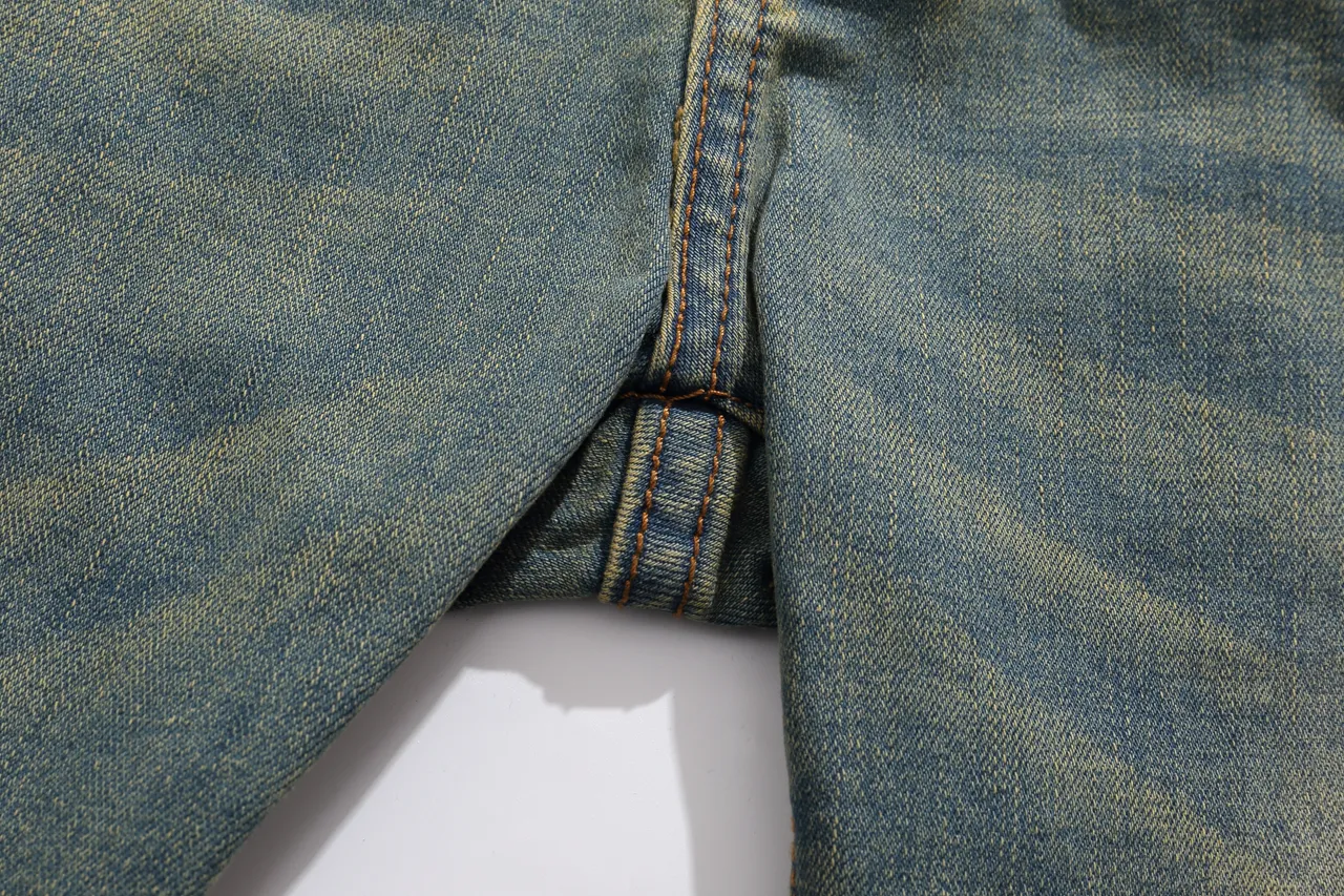 Balmain Blue Beige Distressed Medium-Wash Denim Zippered Front Pockets Shorts 13