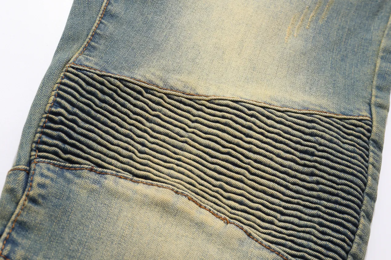Balmain Blue Beige Distressed Medium-Wash Denim Zippered Front Pockets Shorts 14