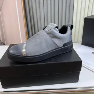 Balmain Gray Silver Slip-On Elastic Strap Lifestyle Sneakers