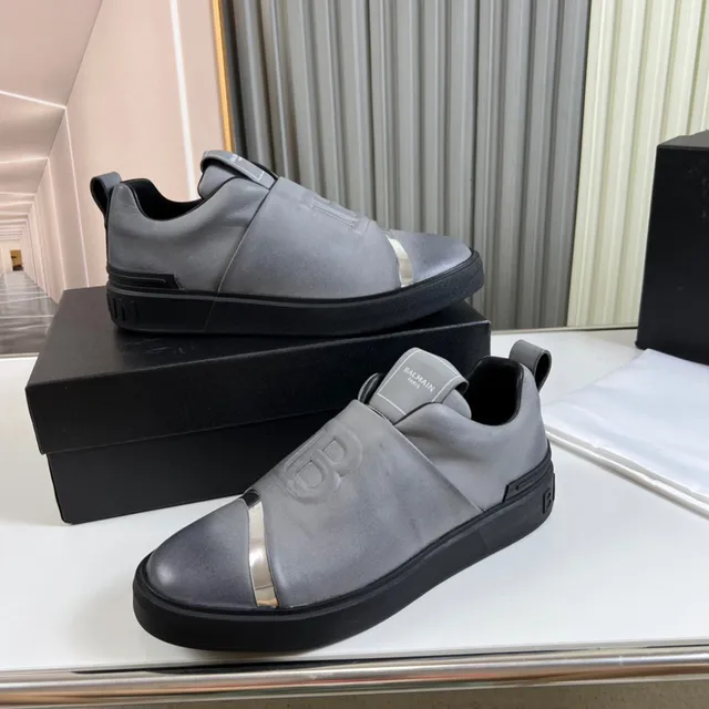 Balmain Gray Silver Slip-On Elastic Strap Lifestyle Sneakers 7