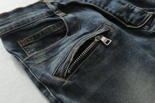 Balmain मोटरसाइकिल-स्टाइल डिस्ट्रेस्ड डेनिम जींस 9