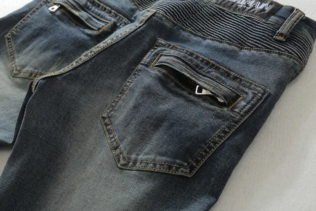 Balmain मोटरसाइकिल-स्टाइल डिस्ट्रेस्ड डेनिम जींस 11