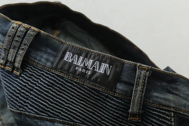 Balmain मोटरसाइकिल-स्टाइल डिस्ट्रेस्ड डेनिम जींस 12