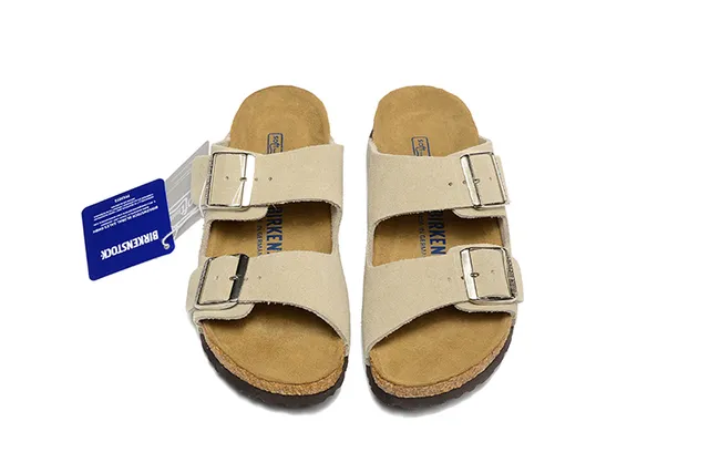 Birkenstock Arizona Beige Suede-Like Two-Strap Sandales Casuales 3