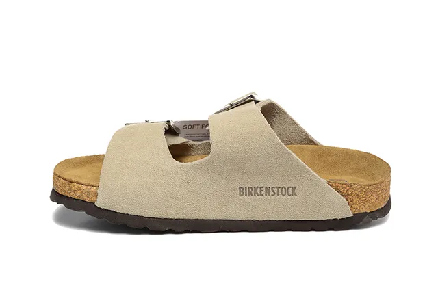 Birkenstock Arizona Beige Suede-Like Two-Strap Sandales Casuales 5