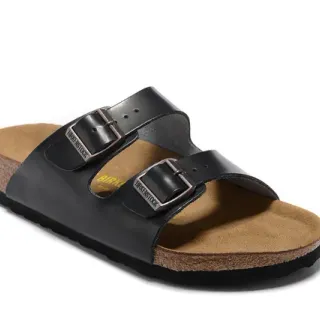 Birkenstock Arizona Sandales de Cuir Noir Casual