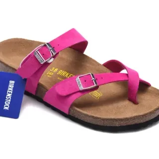 Birkenstock Arizona Pink Suede-Like Two-Strap Casual Sandals