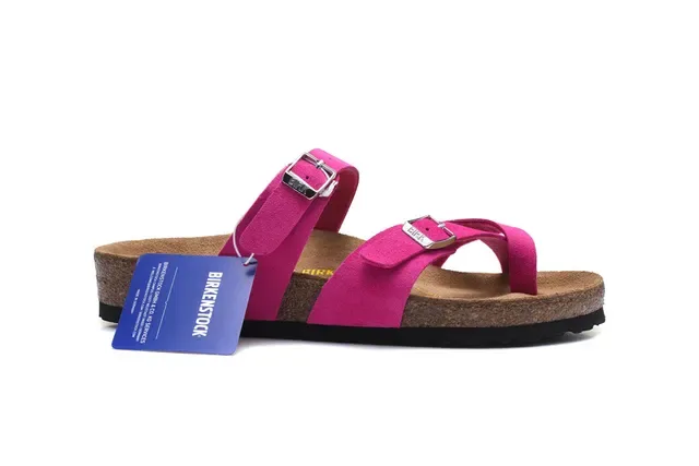 Birkenstock Arizona Pink Suede-Like Two-Strap Casual Sandals 2