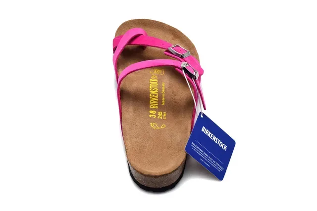 Birkenstock Arizona Pink Suede-Like Two-Strap Casual Sandals 5
